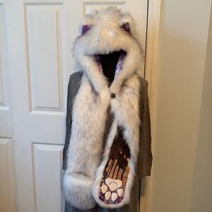 SpiritHoods White Faux Fur Hood with Kitty Ears Collectors Edition